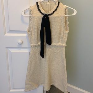 Zara White Thin Tweed A Line Mini Dress Size XXS